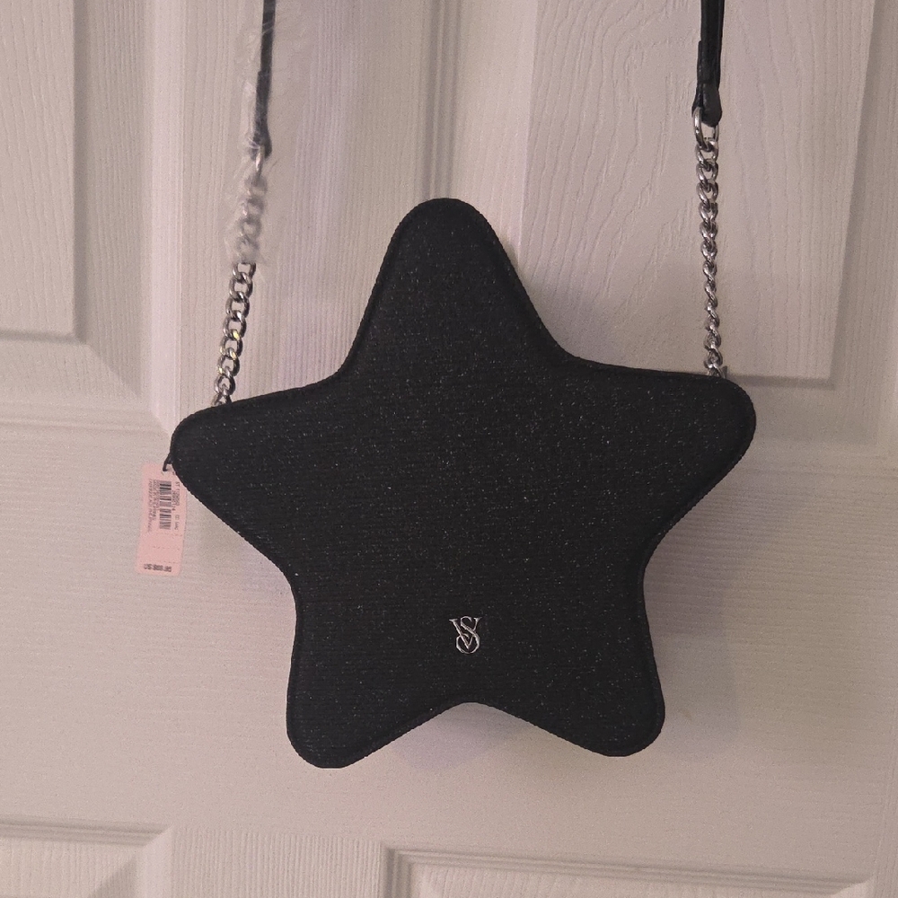Viictorias Secret Black Star-Shaped Crossbody Bag